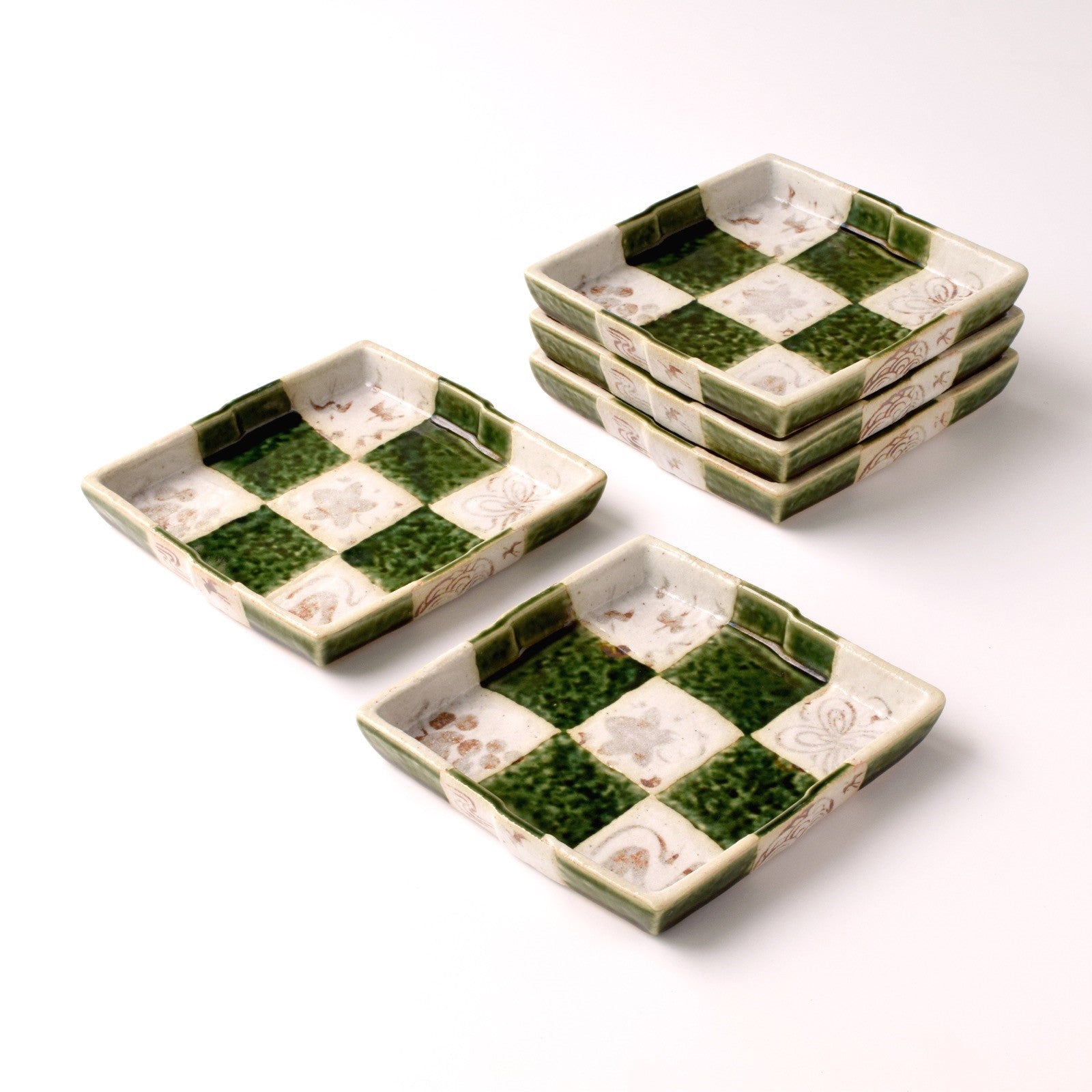 Ichimatsu of Individual plates (5 pieces) Seto ware