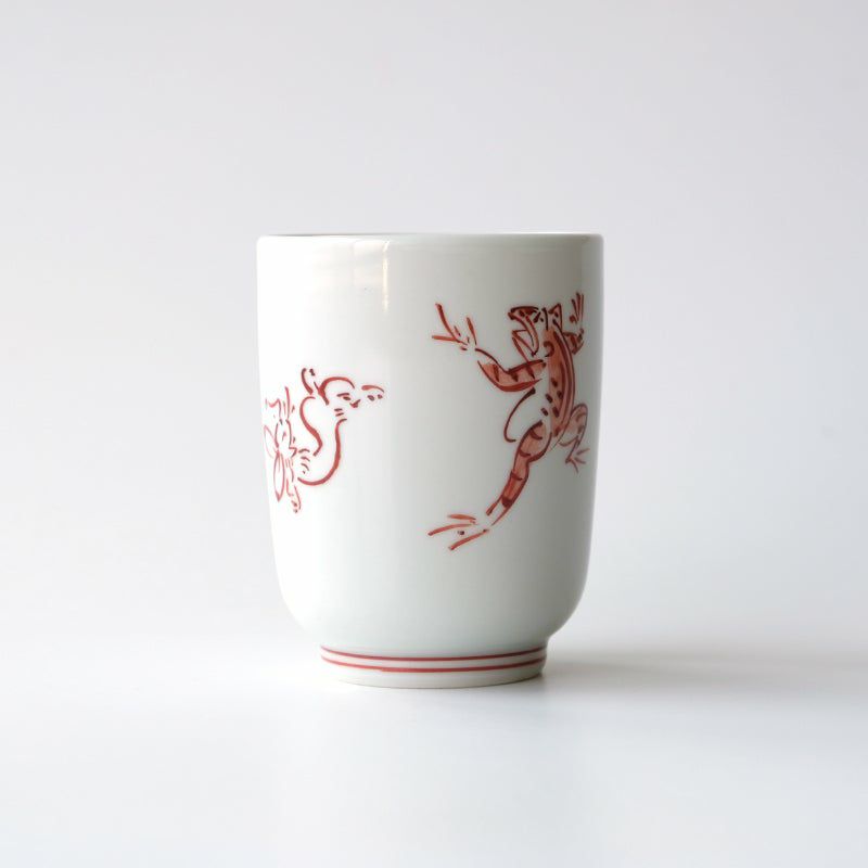 Chōjū-giga of Teacup【Red painting 】(1 piece) Kyo ware/Kiyomizu ware