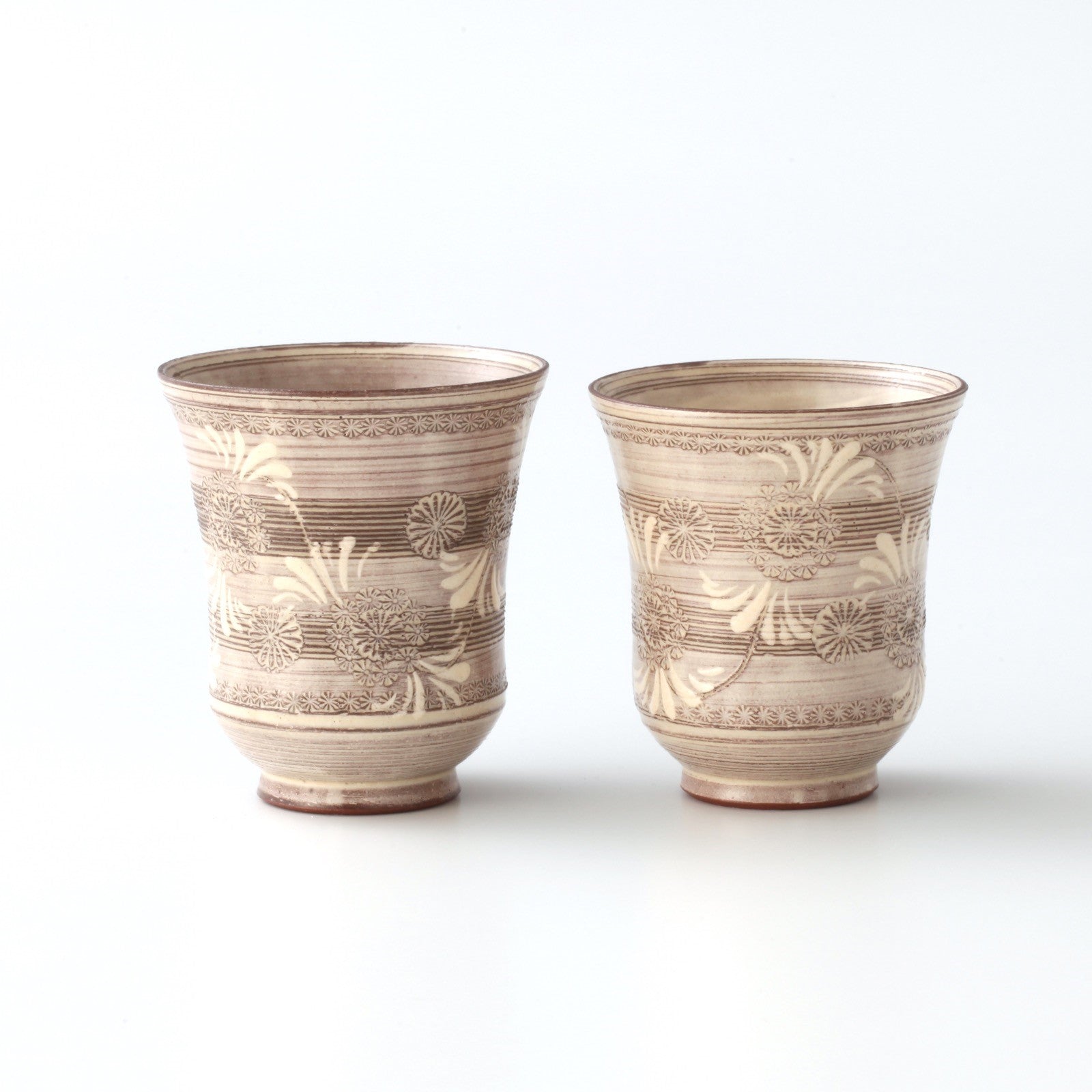 Kyōmishima pair of teacups【Paulownia Box】(2 pieces) Kyo ware/Kiyomizu ware