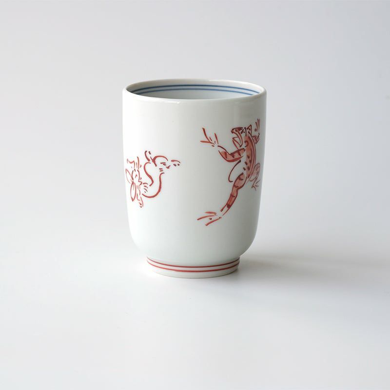 Chōjū-giga of Teacup【Red painting 】(1 piece) Kyo ware/Kiyomizu ware