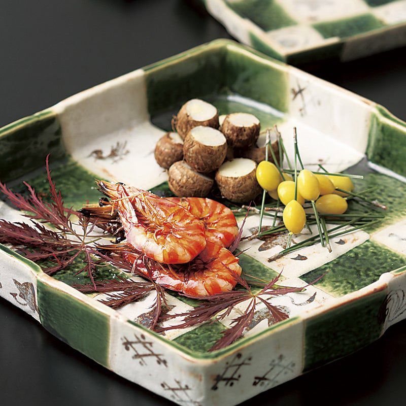 Ichimatsu of Large plate〈1 piece〉 Seto ware