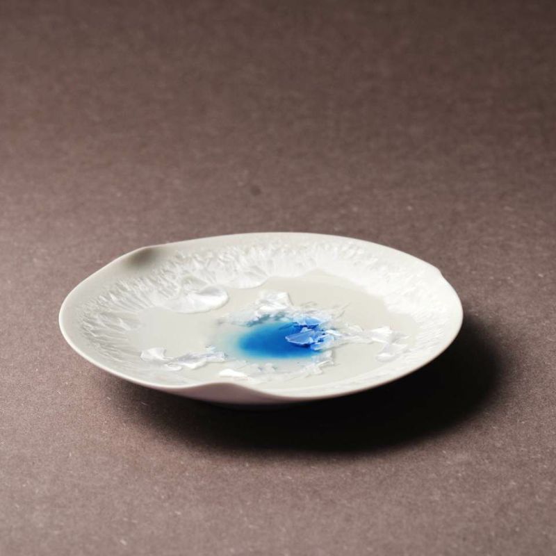 Gekka of Japanese sweets plate(1 piece) Kyo ware/Kiyomizu ware
