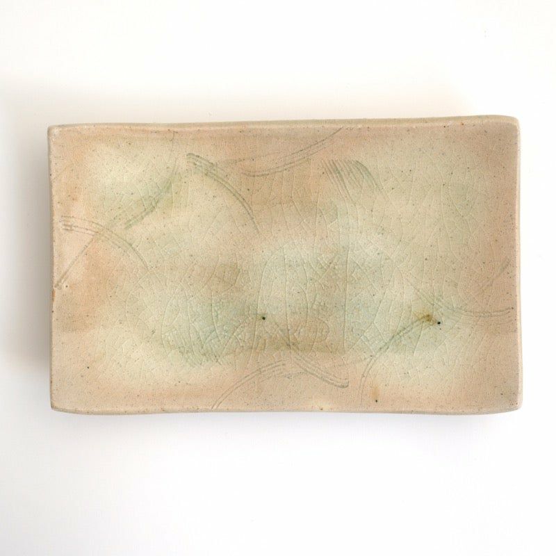 Haiyūsōmon rectangular plate (2 pieces) Mino ware