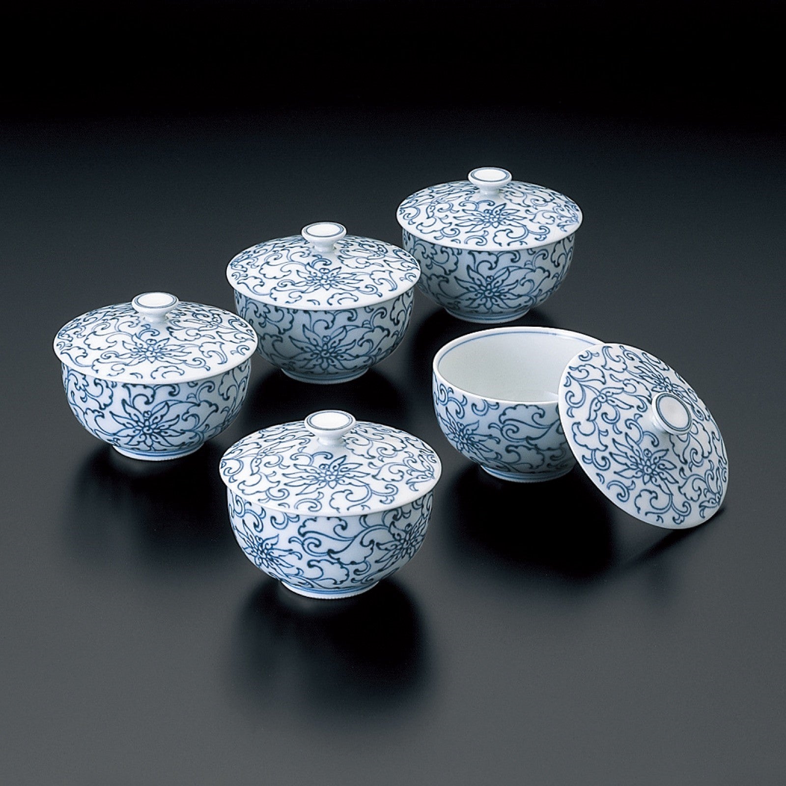 Kyōkarakusa of tea cups【Paulownia Box】(5 pieces) Seto ware