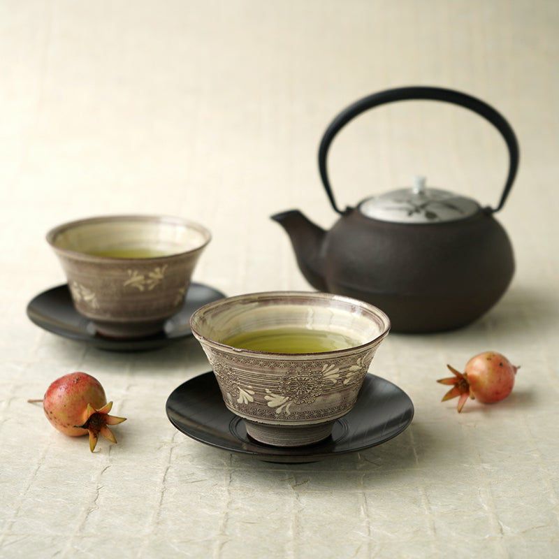 Kyōmishima of tea cup【Paulownia Box】 (5 pieces) Kyo ware/Kiyomizu ware