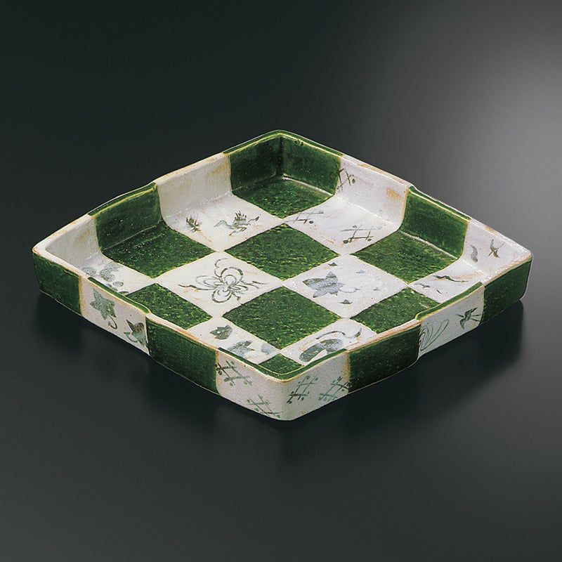 Ichimatsu of Large plate〈1 piece〉 Seto ware