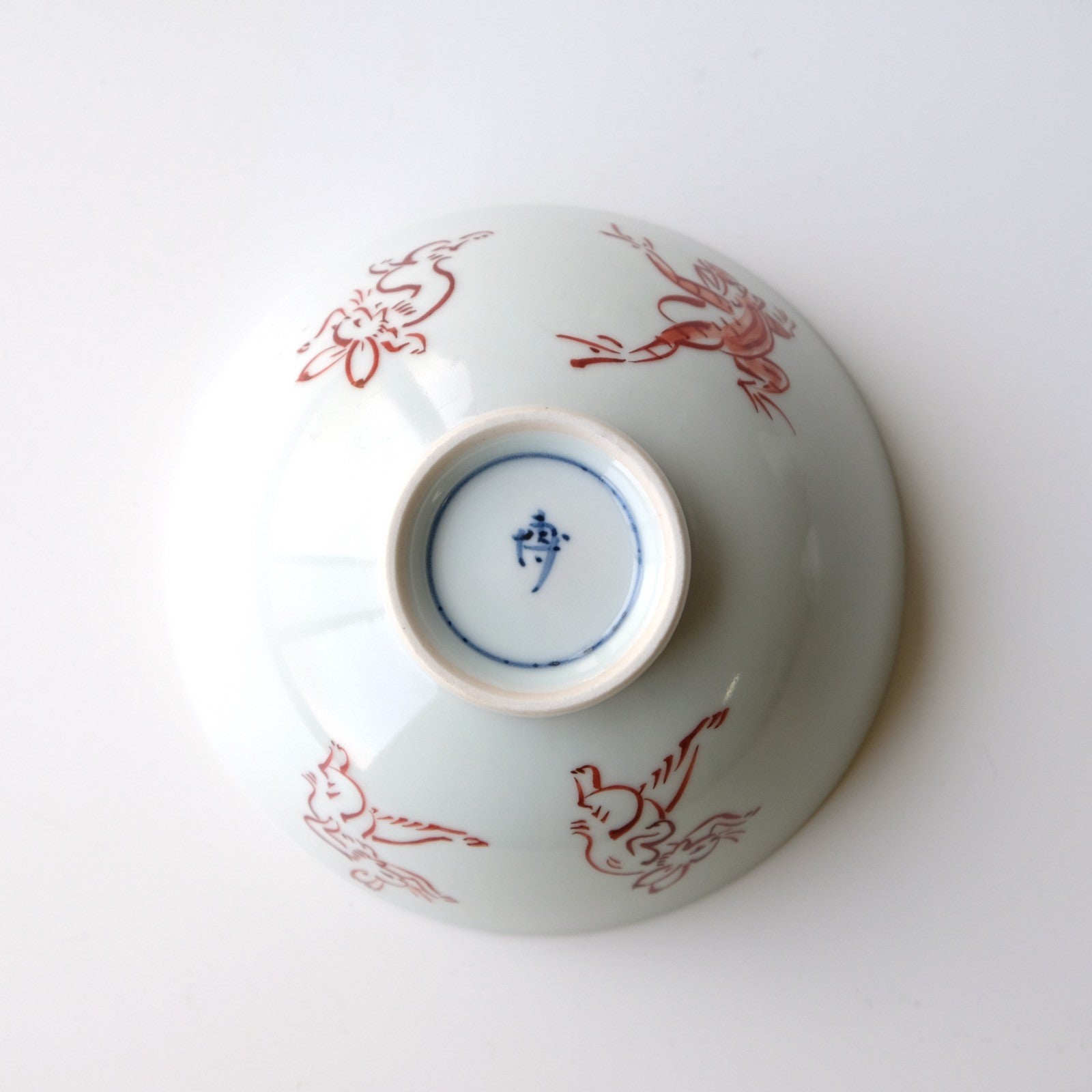 Chōjū-giga of Rice bowl【Red painting】 (1 piece), Kyo ware/Kiyomizu ware