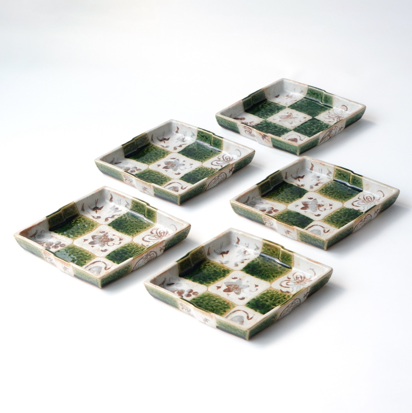 Ichimatsu of small plate〈5 pieces〉 Seto ware
