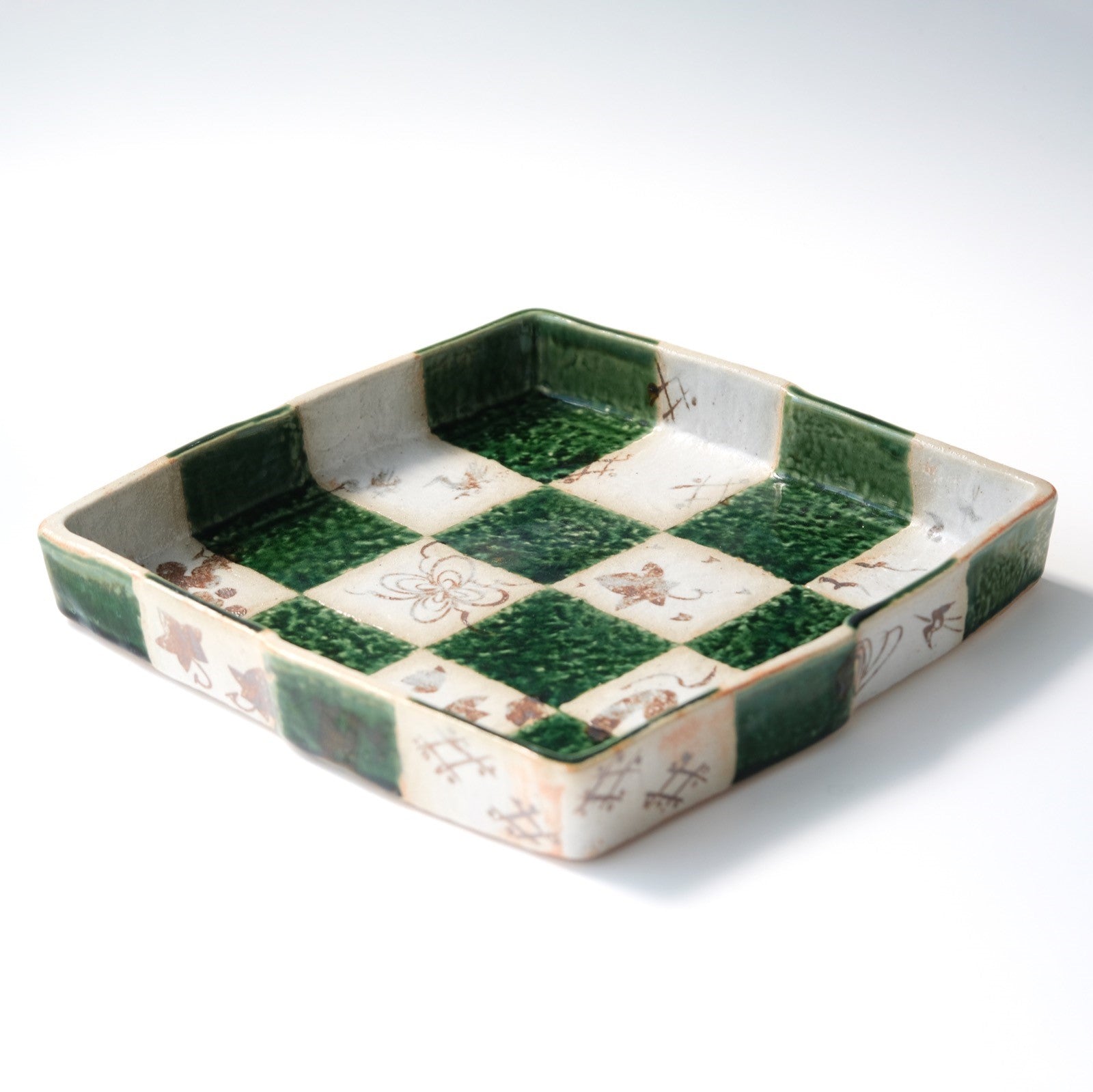 Ichimatsu of Large plate〈1 piece〉 Seto ware