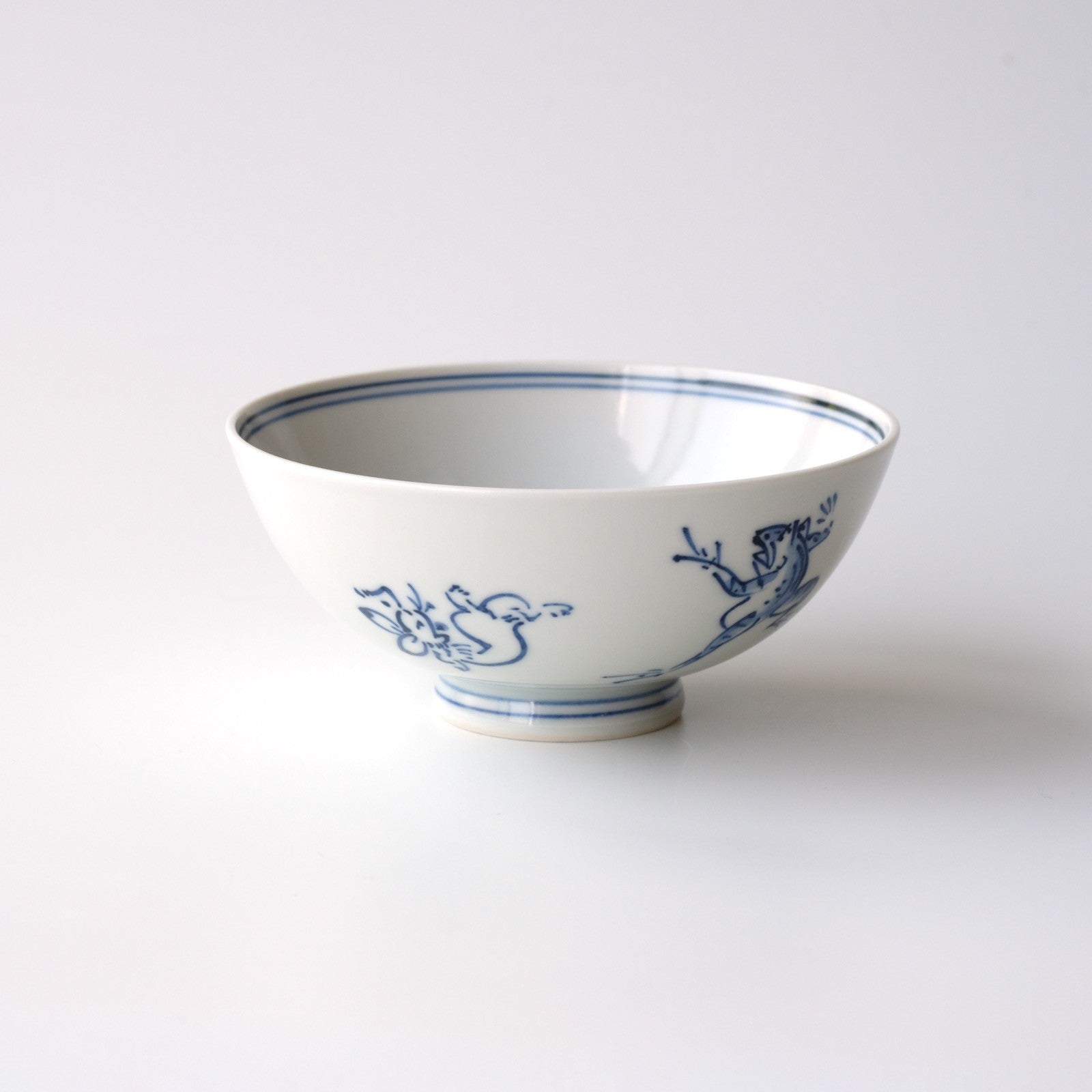 Chōjū-giga of Rice bowl【Blue and white 】(1 piece), Kyo ware/Kiyomizu ware