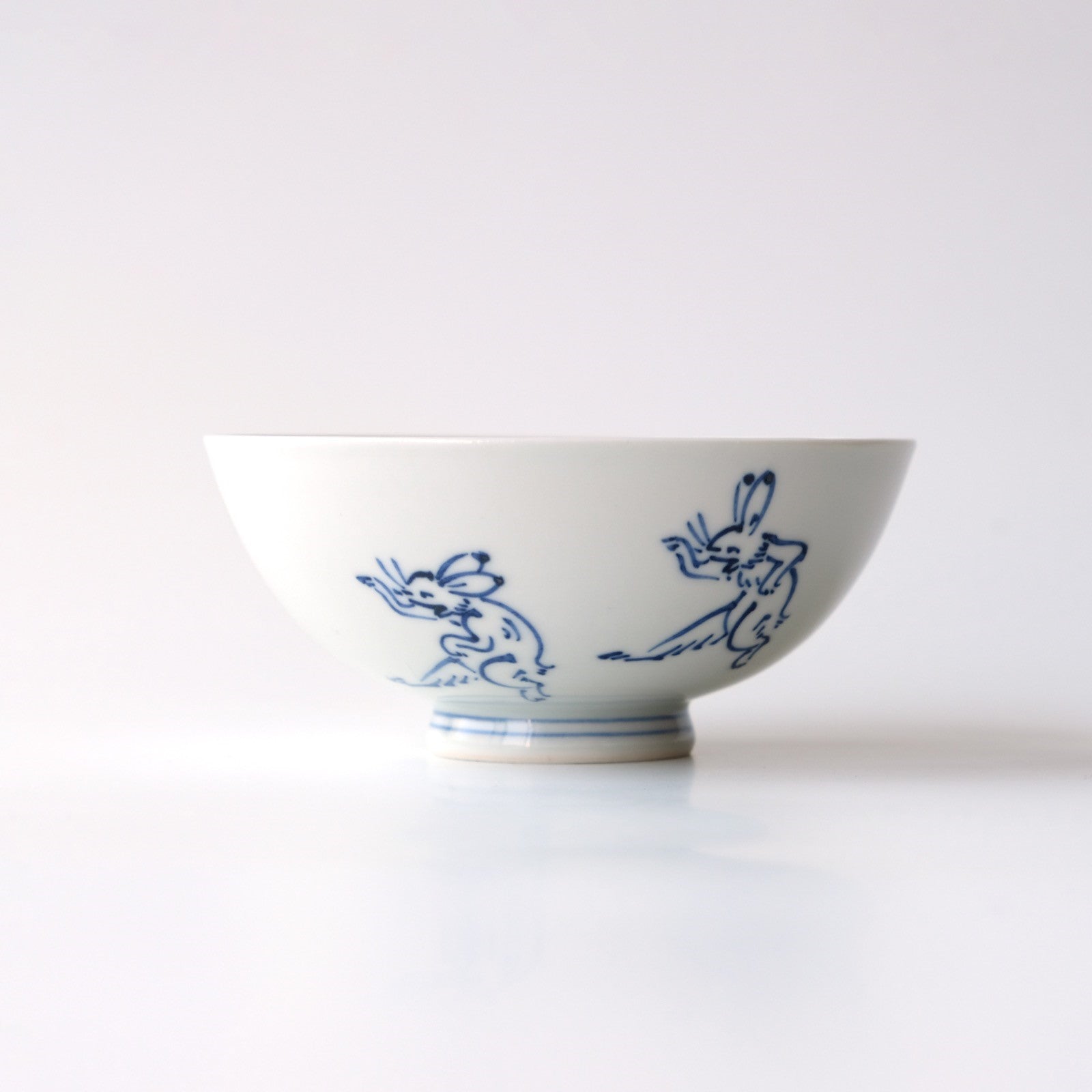 Chōjū-giga of Rice bowl【Blue and white 】(1 piece), Kyo ware/Kiyomizu ware